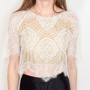 For Love & Lemons Ivory Lace Top